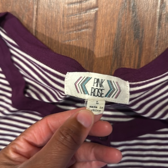 Large Purple and White Striped Long Sleeve - Picture 4 of 8